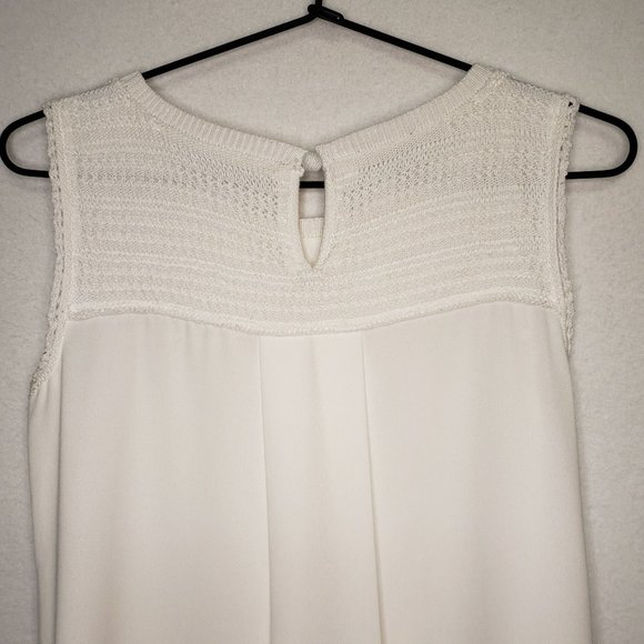 Talbots White Tank Top Knit & Chiffon - Picture 4 of 6